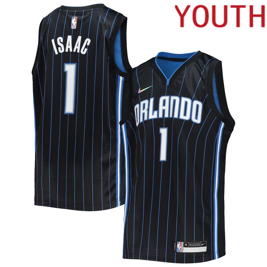 Youth Orlando Magic #1 Jonathan Isaac Nike Black Diamond Swingman NBA Jersey